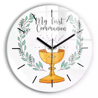 Zegar szklany okrągły Pamiątka My first Communion