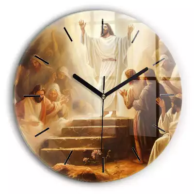 Zegar szklany okrągły Zmartwychwstanie Jezusa