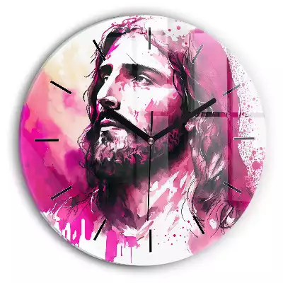 Zegar szklany okrągły Abstrakcja Jezus Chrystus