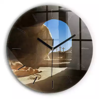Zegar szklany okrągły Pusty grób Chrystusa