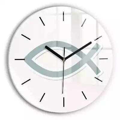 Zegar szklany okrągły Ryba symbol Kościoła