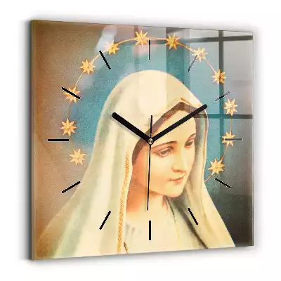 Zegar ścienny kwadrat Święta Maryja z aureolą