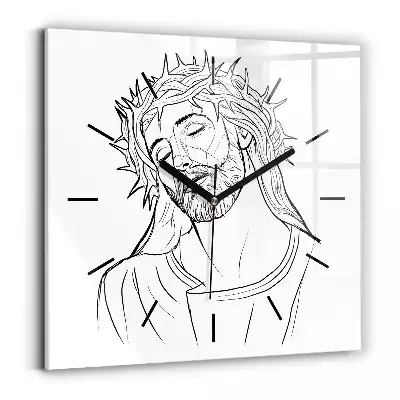 Zegar ścienny kwadratowy Rysunek Jezus Chrystus