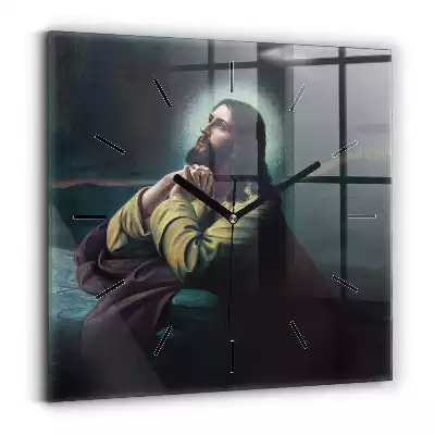 Zegar ścienny kwadratowy Jezus Chrystus modlitwa