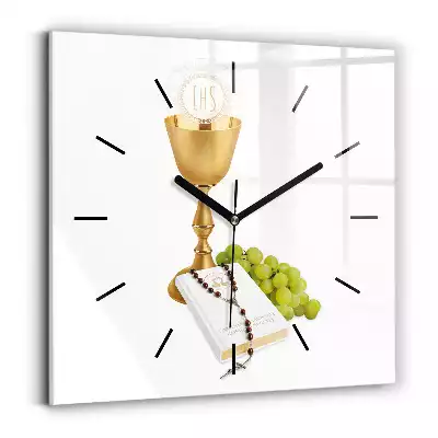 Zegar ścienny kwadrat Pierwsza Komunia Święta