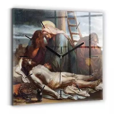 Zegar szklany kwadratowy Jezus śmierć na krzyżu