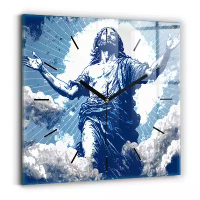 Zegar szklany kwadratowy Ilustracja Jezus i niebo