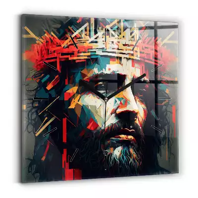 Zegar ścienny kwadratowy Ilustracja Jezus twarz