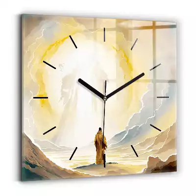 Zegar ścienny kwadratowy Święta Rodzina w niebie