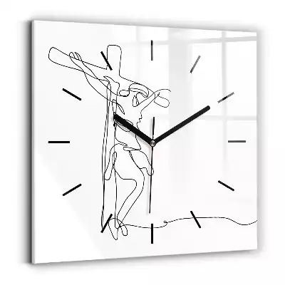 Zegar na szkle kwadrat Grafika Jezus na krzyżu