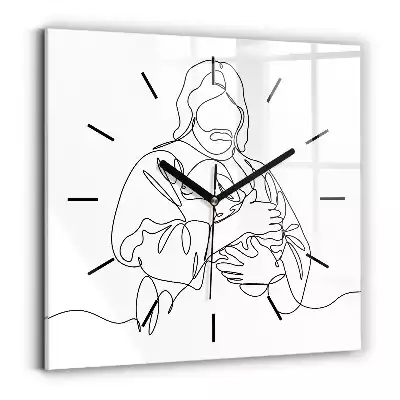 Zegar ścienny kwadrat Grafika Jezus z owieczką