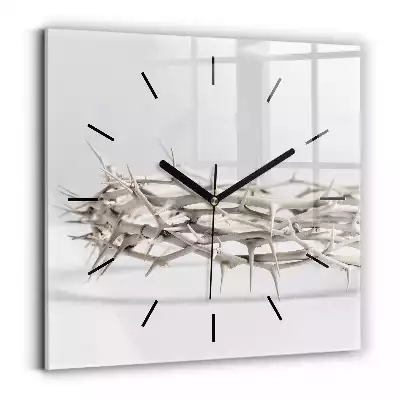 Zegar szklany kwadratowy Cierniowa korona Jezusa