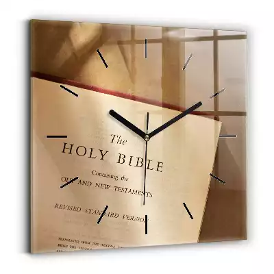 Zegar szklany kwadratowy Biblia Pismo Święte