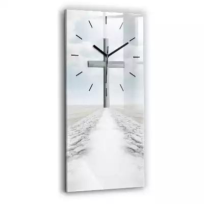 Zegar szklany pionowy Krzyż niebo i droga