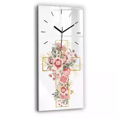 Zegar szklany pion Ilustracja Krzyż i kwiaty