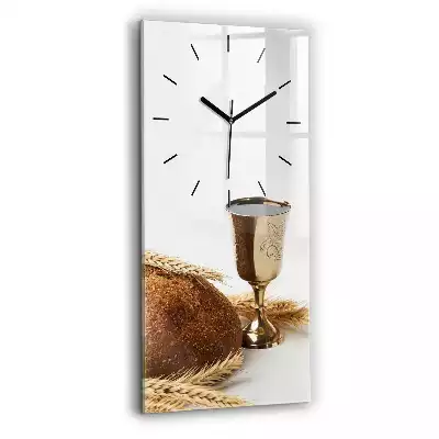Zegar na szkle pionowy Chleb i wino Komunia
