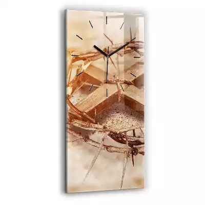 Zegar szklany pion Krzyż i korona cierniowa