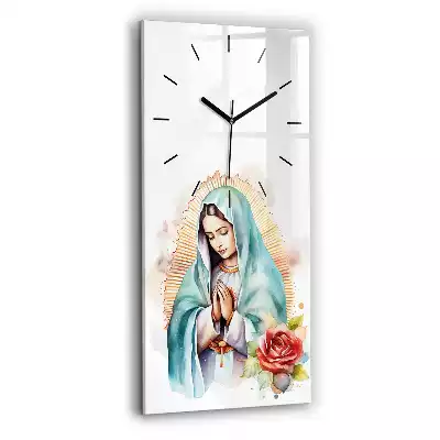 Zegar na szkle pionowy Akwarele Matka Boża