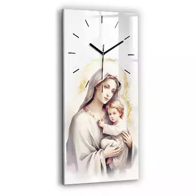 Zegar szklany pionowy Ilustracja Maryja i Jezus