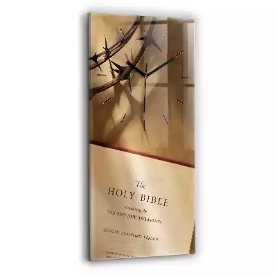 Zegar na szkle pionowy Biblia Pismo Święte